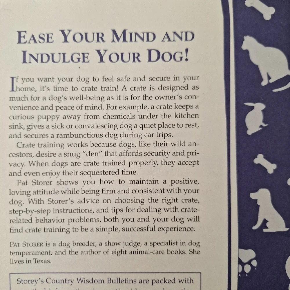 RARE Crate Training Your Dog: Storey Country Wisdom Bulletin 2000 Pat Storey